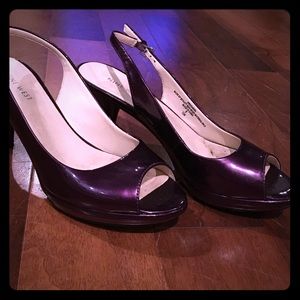 Nine West purple patent leather sling backs